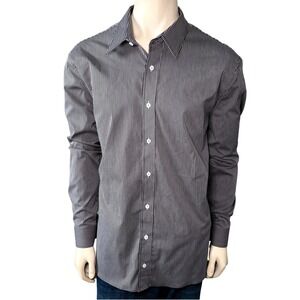 Nick Graham Button Down Shirt Mens 2XL Black White Excellent Stretch Modern Fit